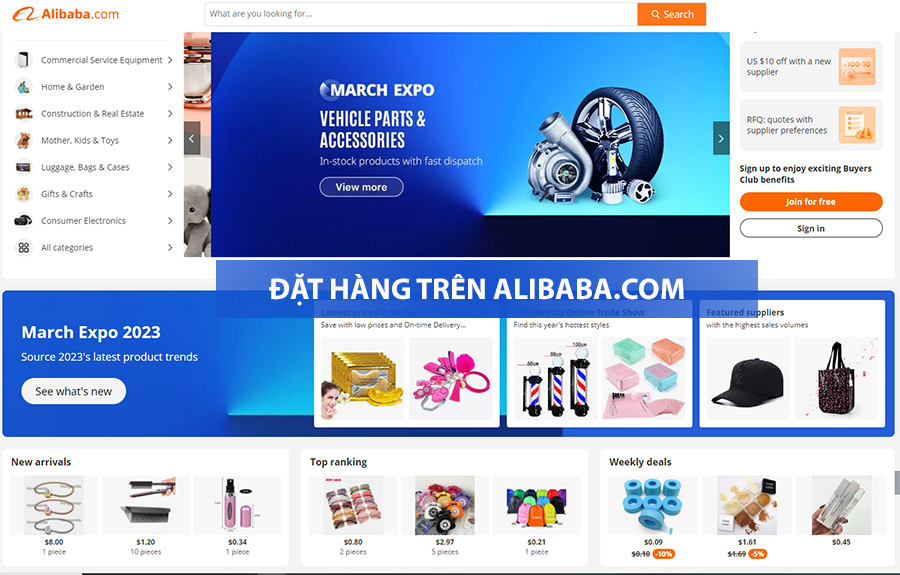 đặt hàng trên Alibaba.com
