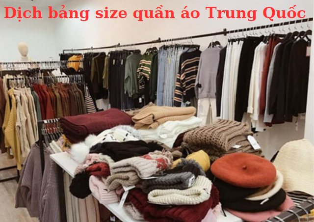 dịch bảng size quần áo TQ